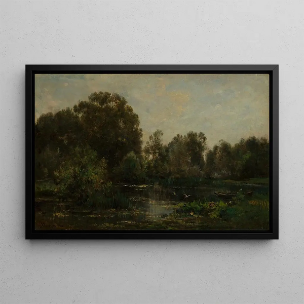 Charles Franois Daubigny - A River Landscape with Storks.webp
