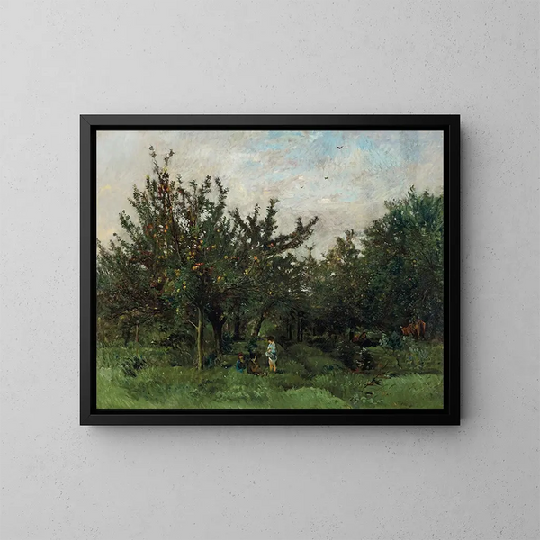Een boomgaard - Charles François Daubigny — ingelijst kunstwerk aan de muur
