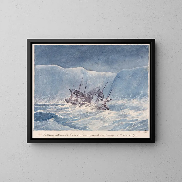 Collision entre l'Erebus et le Terror au vent des icebergs, 13 mars 1842 - Charles Hamilton Smith — ingelijst kunstwerk aan de muur