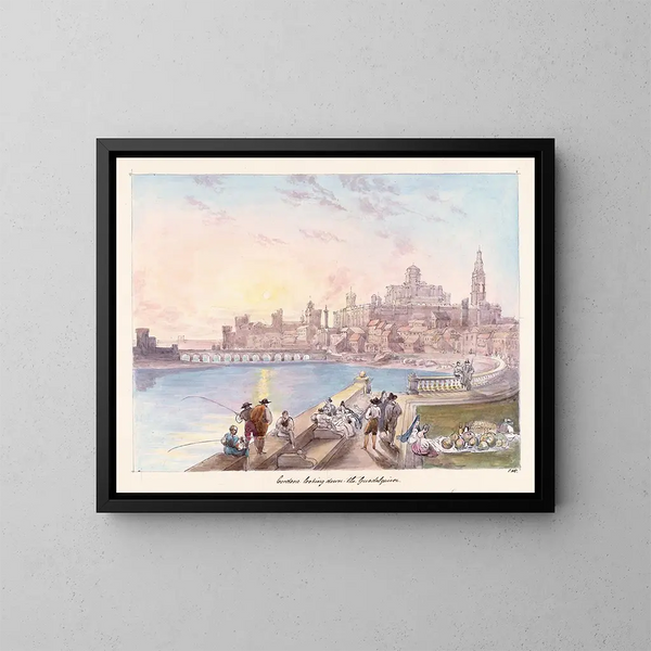 Cordoue schilderij dat uitkijkt over de Guadalquivir - Charles Hamilton Smith — ingelijst kunstwerk aan de muur