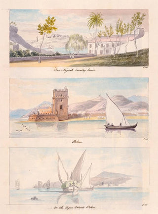 Charles Hamilton Smith - Three images Don Miguels Country House Belem On the Tagus Towards Belem.webp