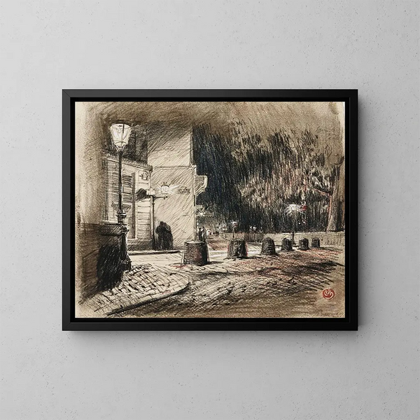 Een hoekje van Montmartre - Charles Jouas — ingelijst kunstwerk aan de muur