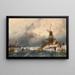 Winter Landscape Painting with Ice Skaters - Charles Leickert — framed artwork on a wall