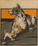 Duitse dog en puppy's - Charles Livingston Bull — weergave van het kunstwerk