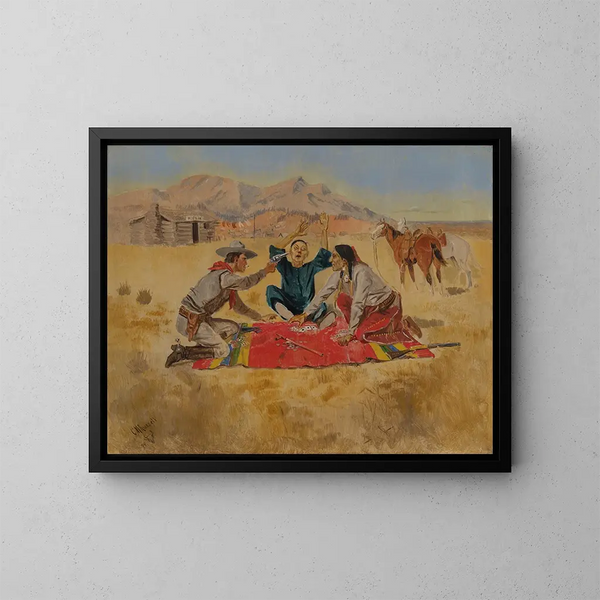 Pas une chance pour un Chinois - Charles Marion Russell — ingelijst kunstwerk aan de muur