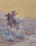 De scène voor ons was aangevallen door Indianen en in brand gestoken. Indianenaanval - Charles Marion Russell — weergave van het kunstwerk