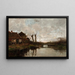 a Cloudy Day Painting along a Dutch canal - Charles Paul Gruppe — framed artwork on a wall