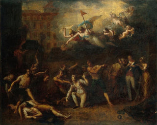 Charles Thvenin - Mort de M de Pelleport qui sinterposait pour sauver M de Losme officier de la Bastille devant lHtel de Ville le 14 juillet 1789 Rvolution.webp