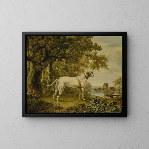 Een Engelse pointer in een landschap - Charles Towne — ingelijst kunstwerk aan de muur
