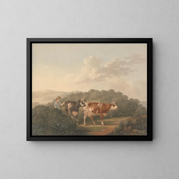 Vrouw met vee - Charles Towne — ingelijst kunstwerk aan de muur