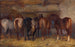 Paarden in de stallen - Charles Tschaggeny — weergave van het kunstwerk