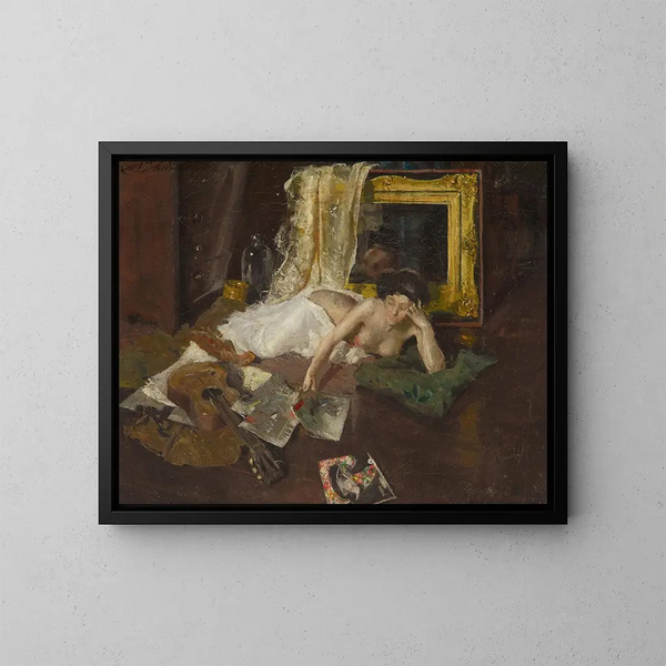 In het atelier - Charles Webster Hawthorne — ingelijst kunstwerk aan de muur