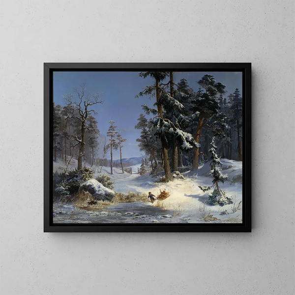 Landschap van de winter vanaf de koningin Christina-weg in Djurgården, Stockholm - Karel XV van Zweden — ingelijst kunstwerk aan de muur