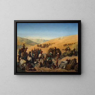 Charles de Coubertin - Halt of Caravans at the Wells of Saba Beersheba in the Desert South of Hebron.webp