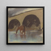 Horse watering drinking from a river under an arch bridge - Zolo Palugyay — framed artwork on a wall