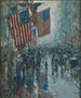 van Regenachtige dag op Fifth Avenue - Childe Hassam — weergave van het kunstwerk