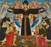 Christus aan het kruis met de heiligen Vincent Ferrer, Johannes de Doper, Marcus en Antoninus - Meester van de Epifanie van Fiesole — weergave van het kunstwerk