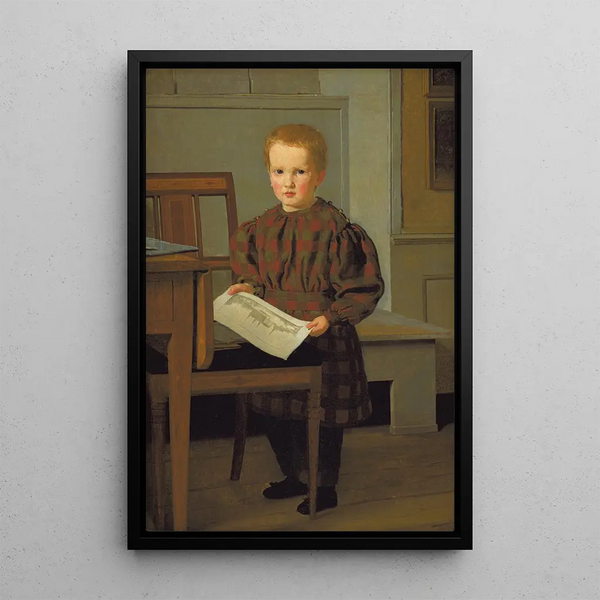 Reproductie van het schilderij De zoon van de schilder CW Eckersberg, Julius, in het atelier van zijn vader - Christen Købke