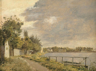 Christen Kbke - View of Dosseringen near the Suburb sterbro outside Copenhagen Cloudy Sky.webp