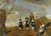 Family Portrait Painting in a Landscape in front of Dursteede Castle - Christiaen van Couwenbergh — artwork view