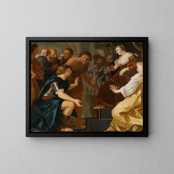 Eneas die afscheid neemt van Dido - Christiaen van Couwenbergh — ingelijst kunstwerk aan de muur