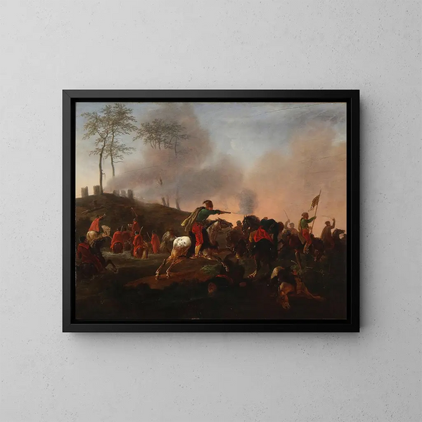 scène van een gevecht met Kozakken in gevecht - Christian David Gebauer — ingelijst kunstwerk aan de muur