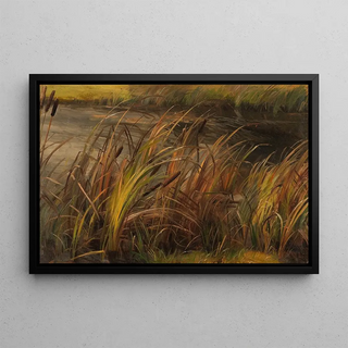 Christian Friedrich Gille - Schilf am herbstlichen Bachufer.webp