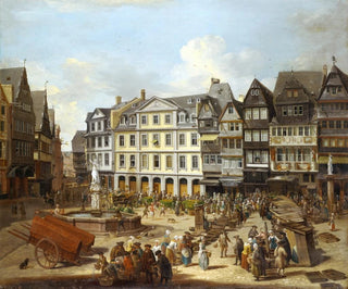 Christian Georg Schtz the elder - A Market on the Rmerberg in Frankfurt.webp