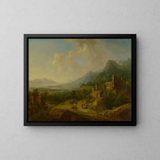 Christian Georg Schtz the elder - River Valley with Church Ruin and Staffage Figures.webp