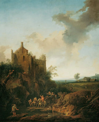 Christian Hilfgott Brand - Landschaft mit Schlossruine und Pferdewagen.webp