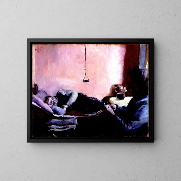 De middagslaap van Niels Gaihede - Christian Krohg — ingelijst kunstwerk aan de muur