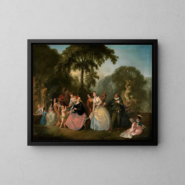 Maatschappij in het park - Christian Wilhelm Ernst Dietrich — ingelijst kunstwerk aan de muur