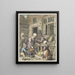 Family of farmers feeding pigs - Christina Chalon — framed artwork on a wall