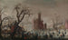 Winter landscape painting with skaters and imaginary castle - Christoffel van den Berghe — artwork view
