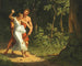 Een verleidingsscène in een bos - Christoffer Wilhelm Eckersberg — weergave van het kunstwerk