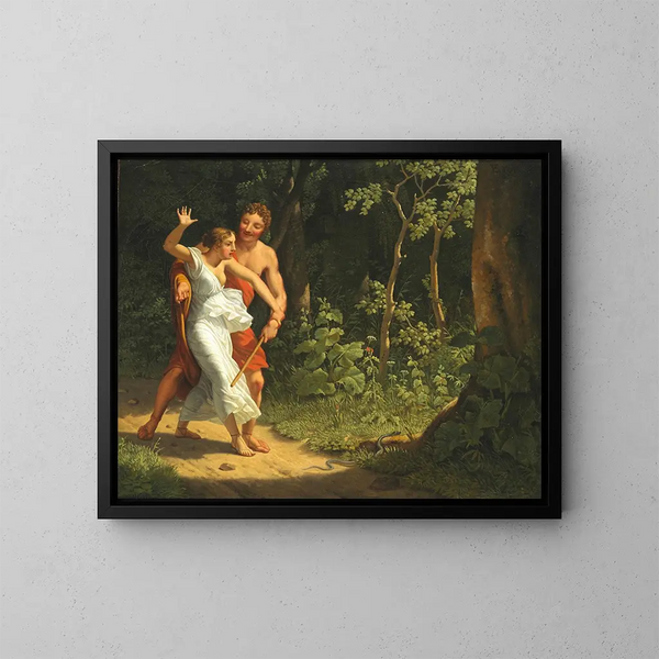 Een verleidingsscène in een bos - Christoffer Wilhelm Eckersberg — ingelijst kunstwerk aan de muur