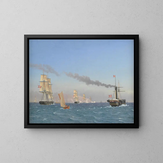 Christoffer Wilhelm Eckersberg - Christian VIII Aboard his Steamship gir Watching the Manoeuvres of a Squadron near Copenhagen.webp
