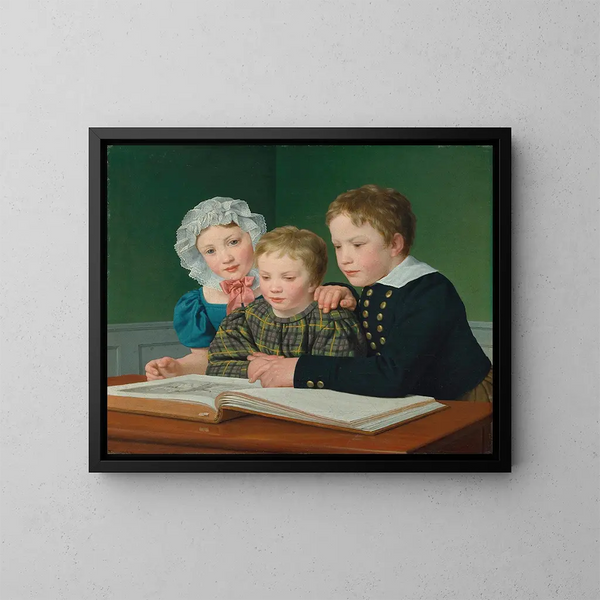 Portret van de kinderen van CF Holms: Adam, Vilhelm, Pauline, Frederikke en Johan Chr Julius - Christoffer Wilhelm Eckersberg — ingelijst kunstwerk aan de muur