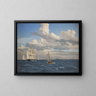 Christoffer Wilhelm Eckersberg - Ships in the Sound North of Kronborg Castle Elsinore.webp