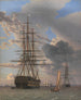 van het Russische slagschip Asow en een fregat voor anker bij Elseneur - Christoffer Wilhelm Eckersberg — weergave van het kunstwerk