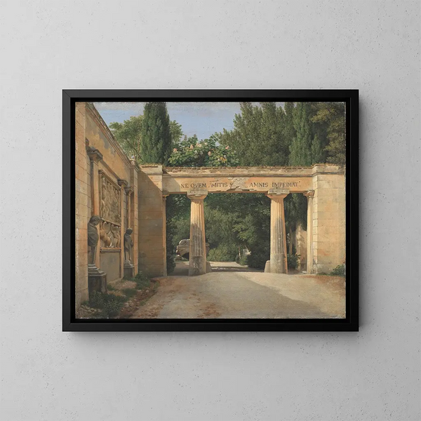van het uitzicht op de tuin van de villa Borghèse in Rome - Christoffer Wilhelm Eckersberg — ingelijst kunstwerk aan de muur