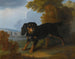 Portret van een King Charles-spaniël in een landschap - Christophe Huet — weergave van het kunstwerk