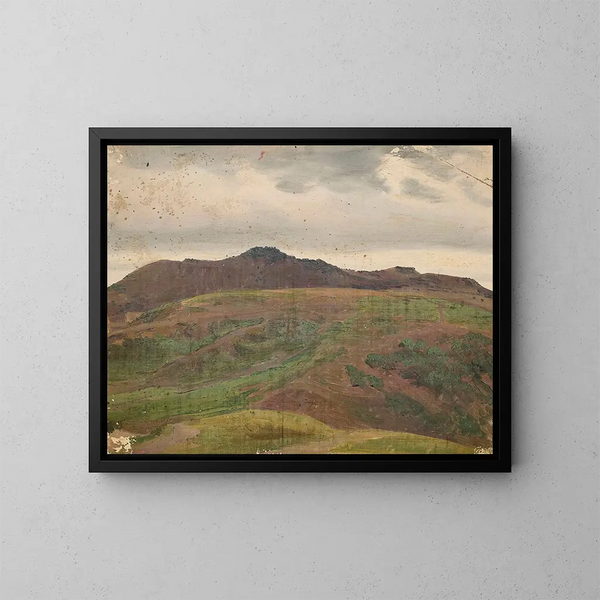 Landschap met een weide en een heuvelketen, schets - Chrystian Breslauer — ingelijst kunstwerk aan de muur