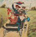 Vijf vrouwen die in een oude auto rijden - Anoniem — gepresenteerd in een interieur