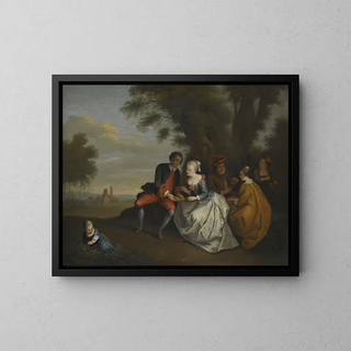 Circle Of Bonaventure De Bar - An Elegant Company Seated Outdoors With A Couple Looking At A Birds Nest.webp