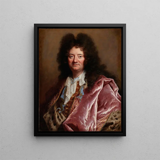 portret van een edelman - Cirkel van Hyacinthe Rigaud — ingelijst kunstwerk aan de muur