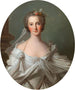 Portret van een elegante dame in ivoorkleurige jurk - Cirkel van Jean-Marc Nattier — weergave van het kunstwerk