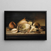 Tropisch schelpdieren schilderij op een stenen rand, inclusief een schelp, een reuzengorgel, porseleinen en een scheermes - Cirkel van Nicolaus Matthes — ingelijst kunstwerk aan de muur
