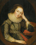 Portret van een dame die men zegt Marie Stuart te zijn - Cirkel van Robert Peake — weergave van het kunstwerk