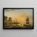 Een groot uitzicht op de kust verrijkt met gebouwen, schepen en figuren - Claude-Joseph Vernet — ingelijst kunstwerk aan de muur